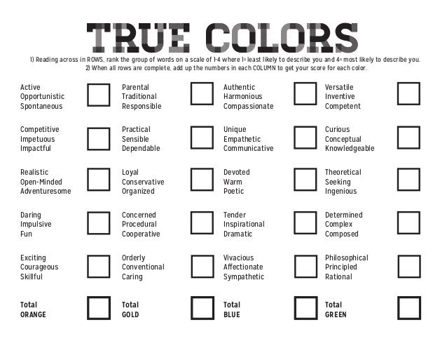 True Colours Quiz